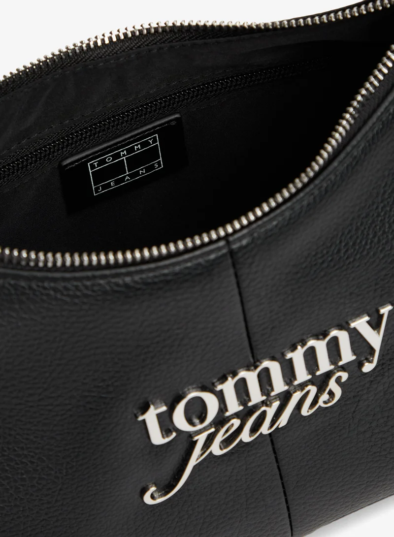 Tommy Jeans Black Metal Logo Shoulder Bag for Women | Best Price UAE